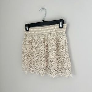 Crochet cream mini skirt S